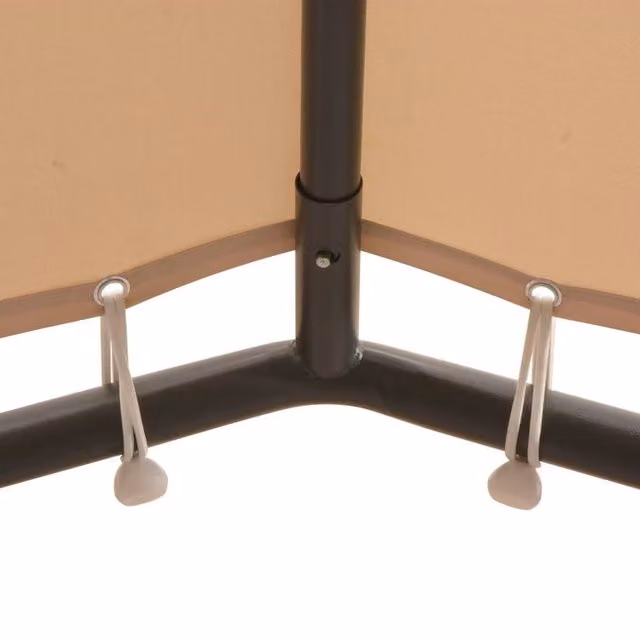 Berkfield Home Gazebo Pavilion Tent Canopy in Beige with Steel Frame, W: 400 cm, D: 400 cm, H: 260 cm