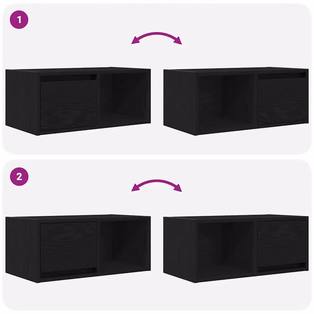Berkfield Home Modern Black Oak TV Cabinet, W: 60 cm, D: 31 cm, H: 25.5 cm – 4