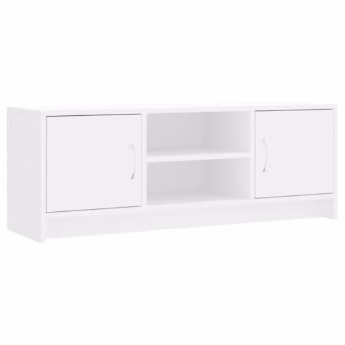 vidaXL Modern White TV Cabinet with Doors and Shelves, W/D/H: 102.0 x 30.0 x 37.5 cm – 1