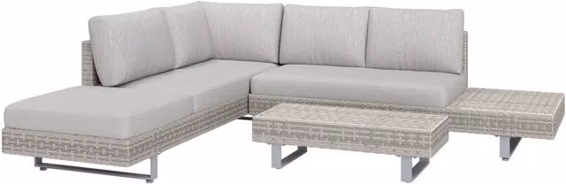 Outsunny 3 Piece Grey Rattan Wicker Sofa Set with Tea Table and Cushions – 2