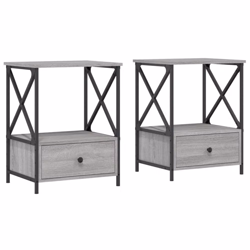 Berkfield Home Set of 2 Grey Sonoma Bedside Tables, W/D/H: 50 x 41 x 65 cm – 3