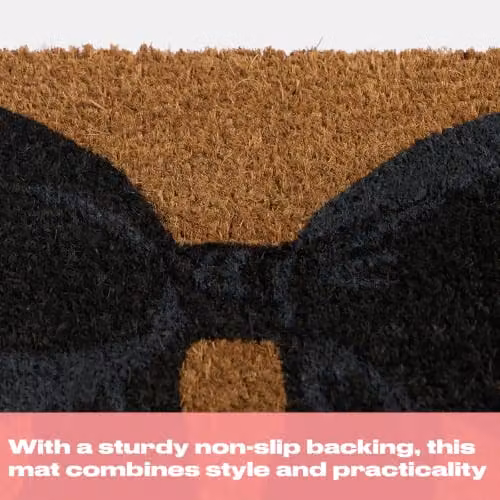 OHS Bow Print Non-Slip Coir Doormat in Black and Brown, W/D: 60 x 40 cm – 6