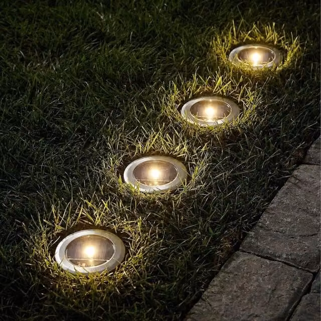 EONLION Set of 8 Stainless Steel Solar Deck Lights in Silver, Height: 100 cm – 1