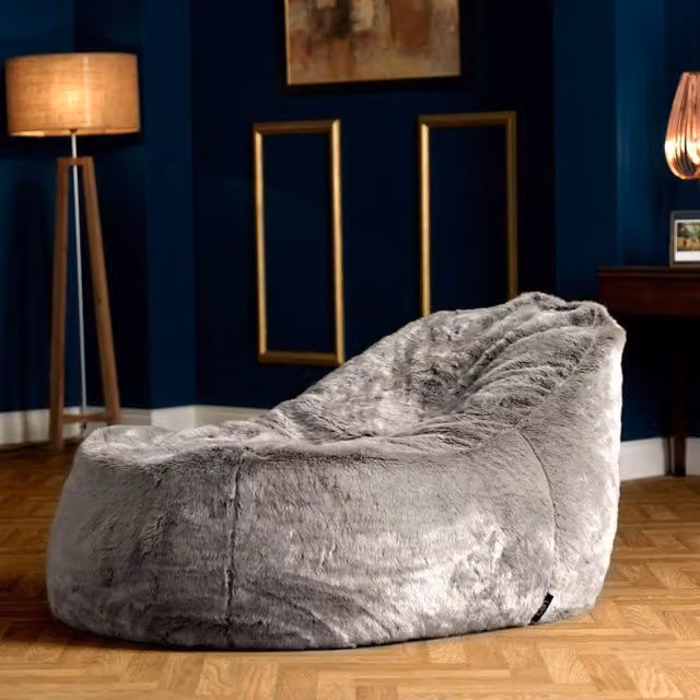 icon Soho Faux Fur Bean Bag Lounger in Grey – 4