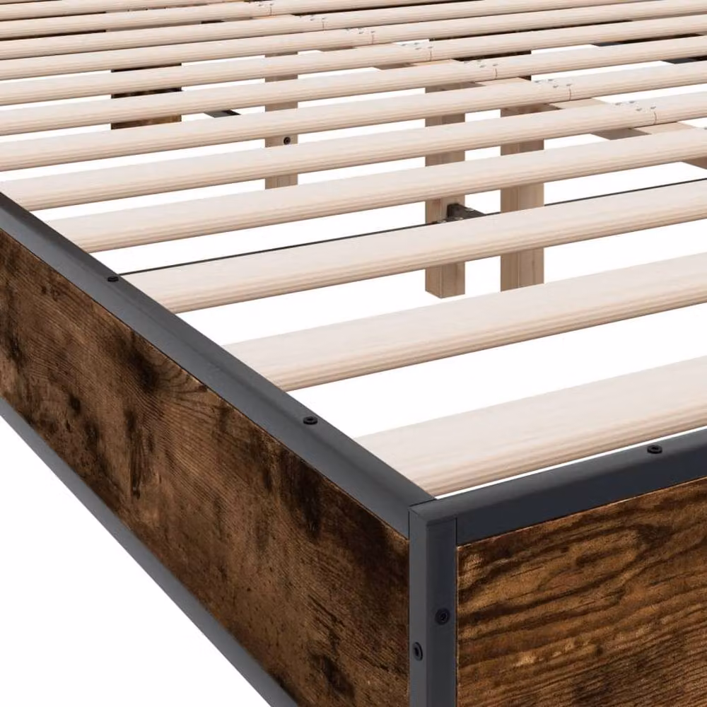 Berkfield Home Bed Frame in Smoked Oak, Brown, W/D/H: 140 x 200 cm – 4