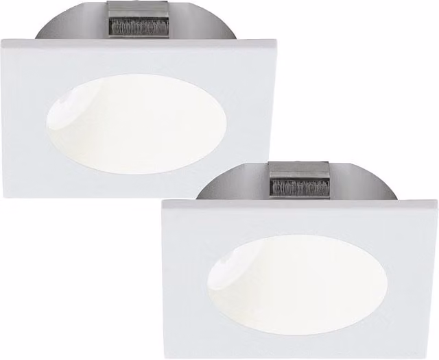 Loops 2 Pack White Cast Aluminium Square Flush Downlight for Wall or Ceiling with 2W Built-in LED