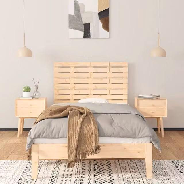 Berkfield Home Solid Wood Pine Wall Headboard in Beige, W/D/H: 96 x 3 x 63 cm – 1