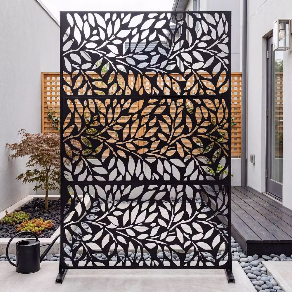 Costway Metal Outdoor Privacy Screen and Decorative Room Divider in Black, Height: 183 cm – 3