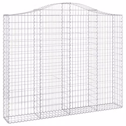 vidaXL Arched Gabion Baskets, 3 Pieces, Galvanised Steel, Silver, W: 200 cm, D: 30 cm, H: 160-180 cm