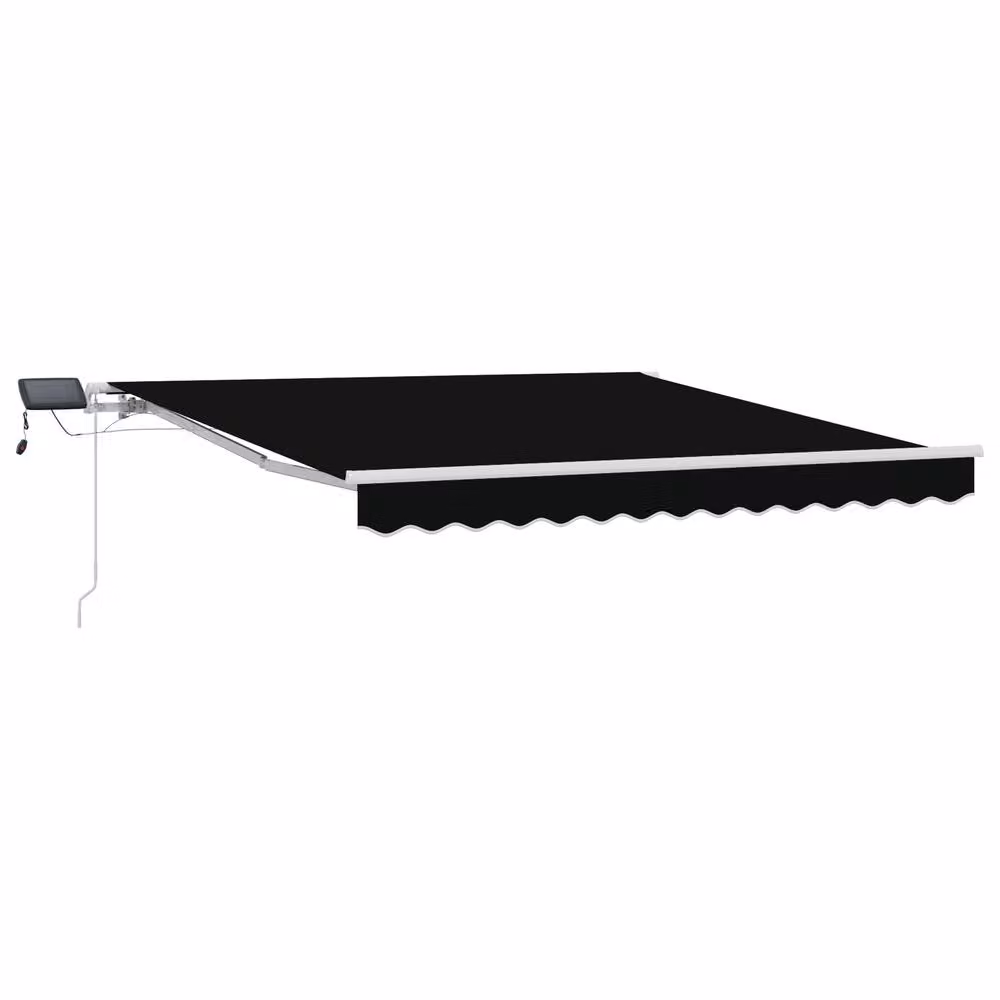 Berkfield Home Manual Retractable Awning with LED in Black, W: 350 cm, D: 250 cm – 2