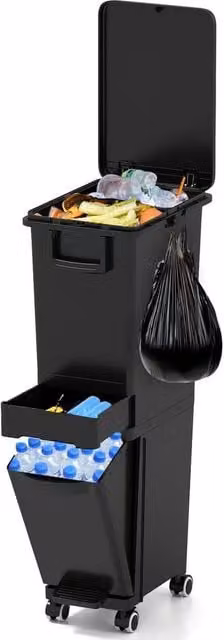 VOGREX Multi Kitchen Bin with Pedal and Tilt Bottom in Black – 1