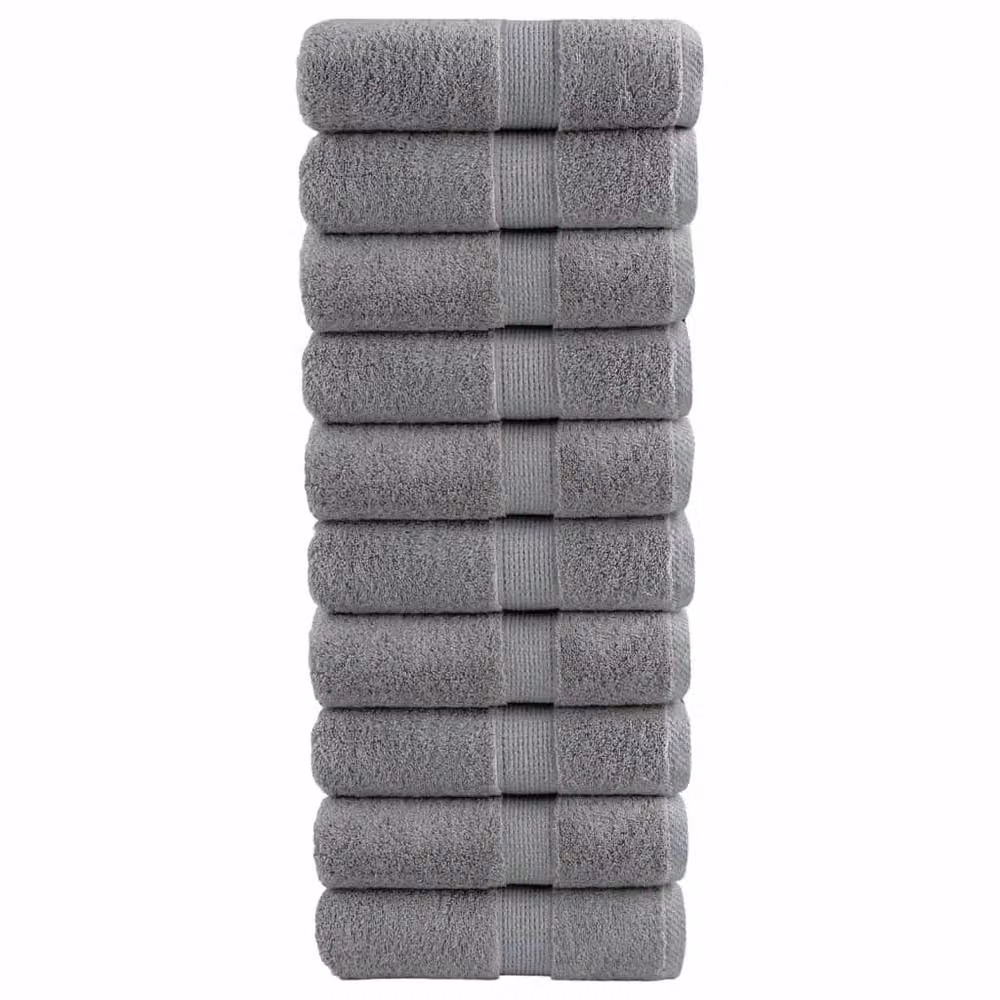 Berkfield Home SOLUND Premium Cotton Terry Guest Towels, Grey, 10 Pack, W: 30 cm x H: 50 cm, 600gsm – 2
