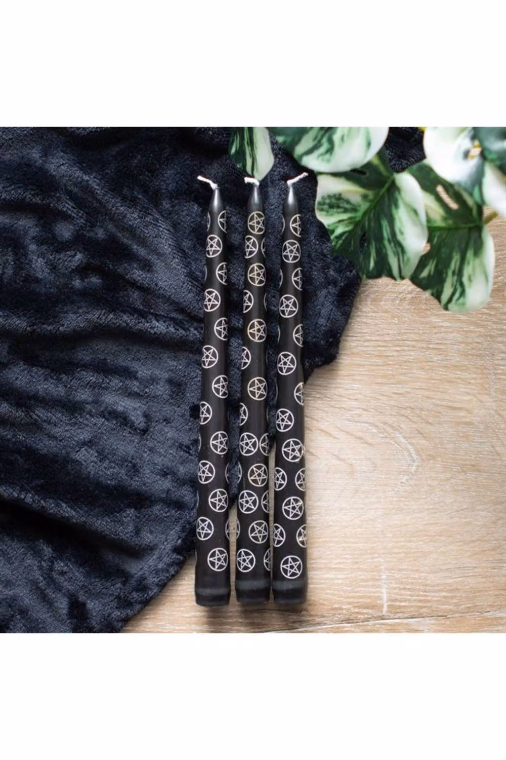 KDMD Set of 3 Black Pentagram Taper Candles – 3