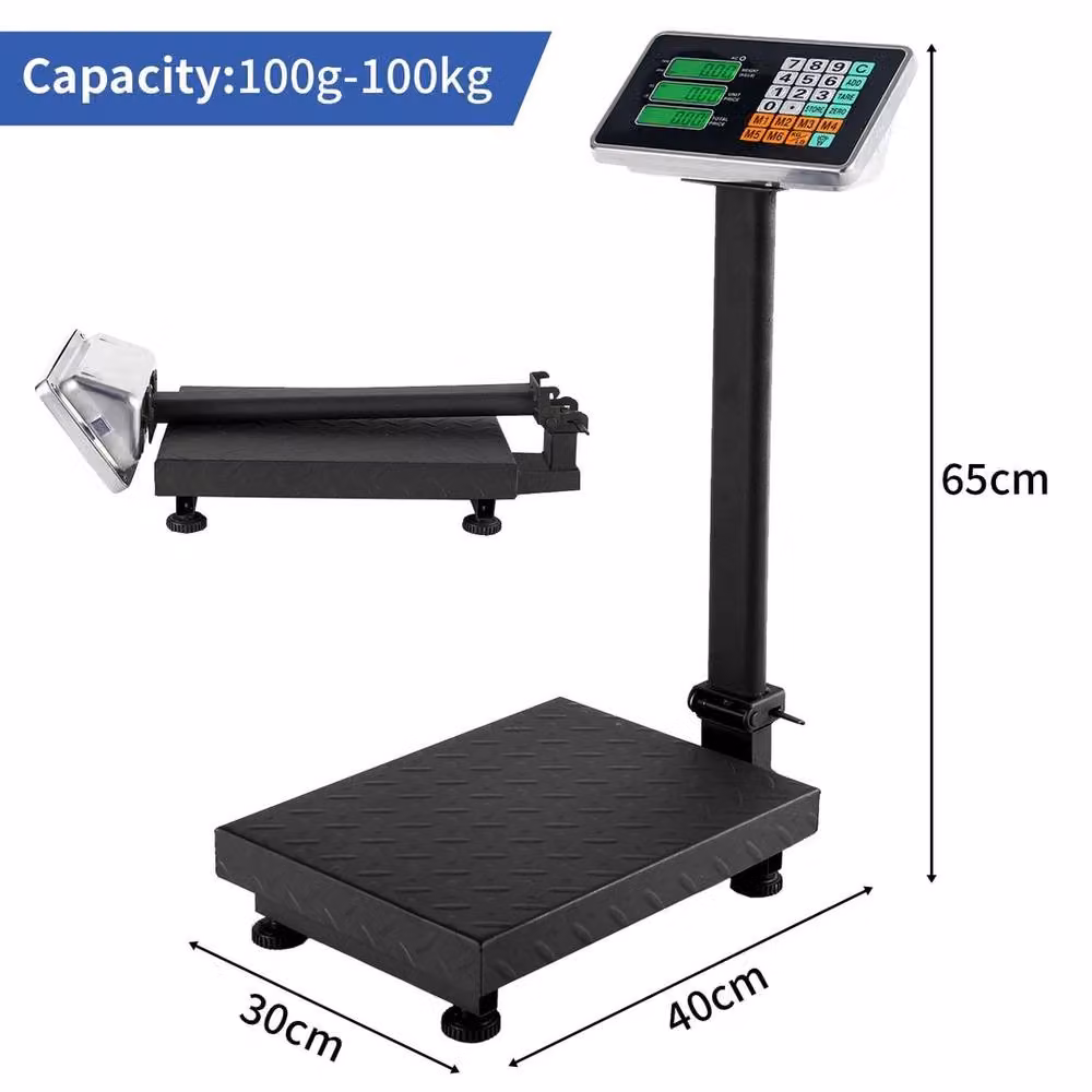 VOGREX Industrial Platform Postal Weighing Scale, Black, W/D/H: 70 x 40 x 30 cm – 2