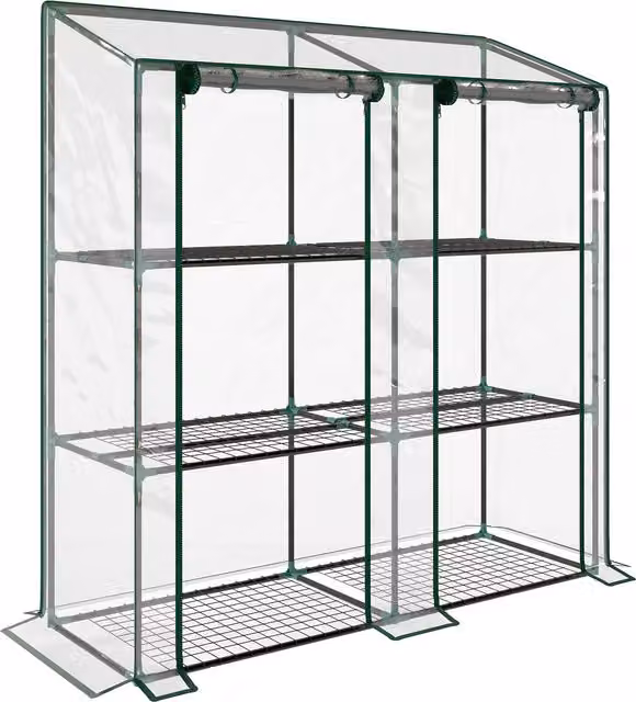 Outsunny 3 Tier 6 Wire Shelves Reinforced Mini Greenhouse in Clear – 1