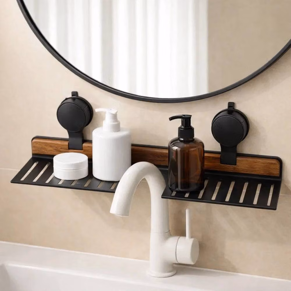 FLAVORA Black Wall-Mounted Hanging Bathroom Storage Shelf, W: 180 cm, H: 180 cm, D: 180 cm – 4