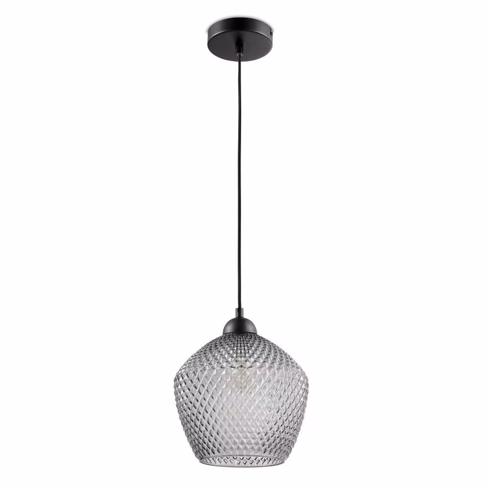 FurnitureboxUK Abigail Smoky Grey Glass Pendant Ceiling Light – 3