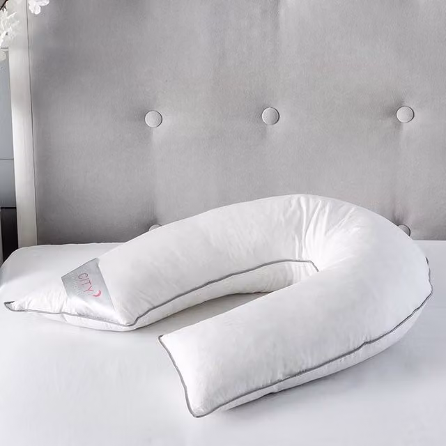 Snug City V Shape Duck Feather and Down Luxury Pillow with 100% Cotton Cover in White