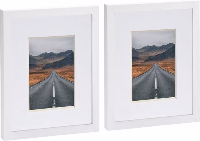 Nicola Spring Pack of 2 White Rectangular Photo Frames with 4x6 inch Mount, 8x10 inch