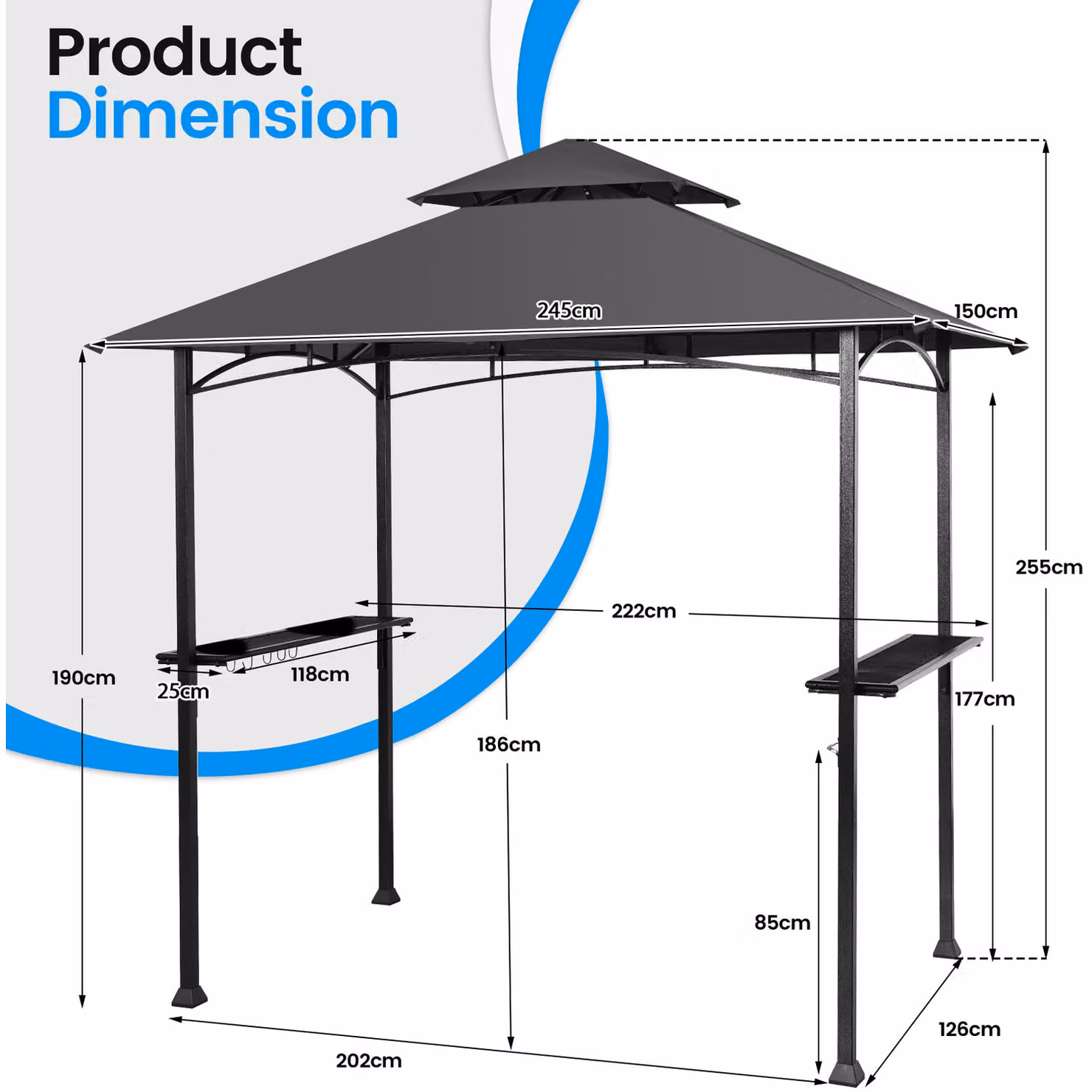 Costway Outdoor Grill Gazebo Patio Barbecue Shelter, Brown – 2