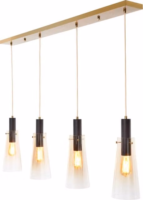 Litecraft Visconte Atrani Pendant Ceiling Light in Gold and Brass with Transparent Glass