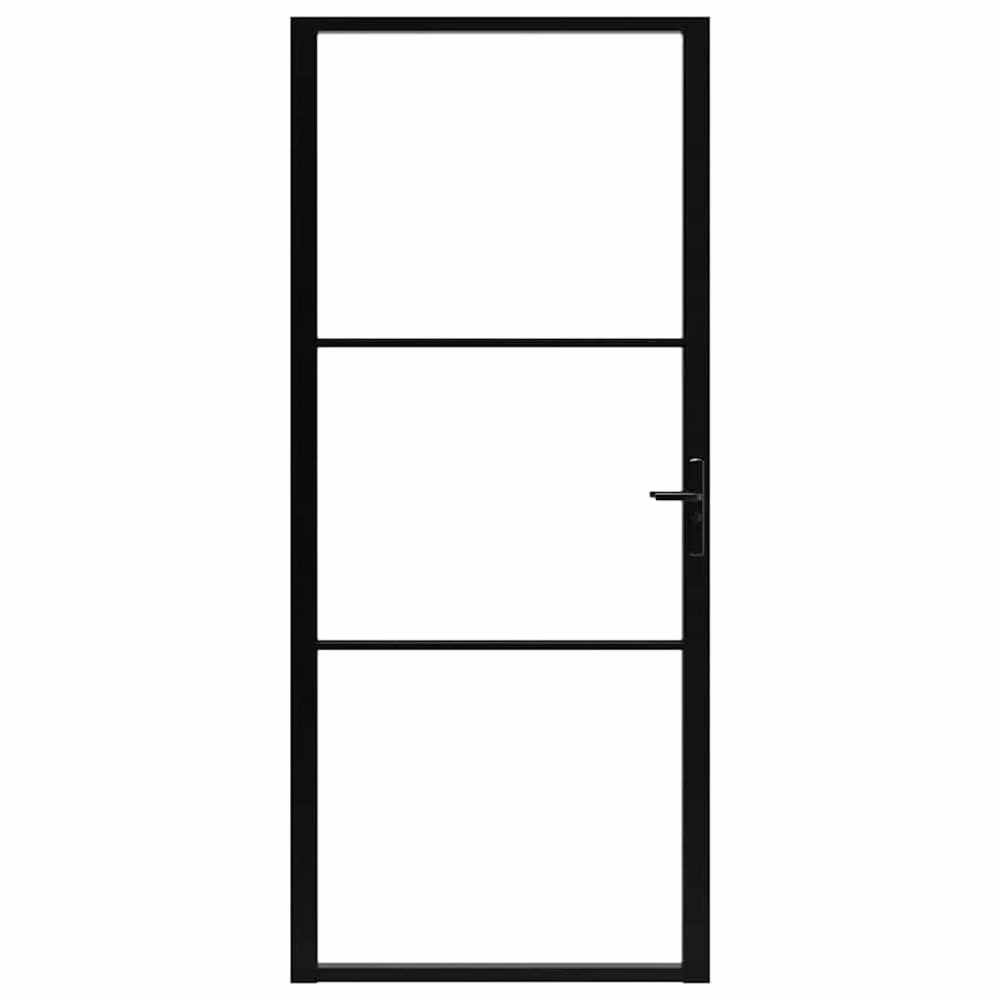 Berkfield Home Modern Interior Door with ESG Glass and Aluminium in Black, W: 102.5 cm, H: 201.5 cm – 3