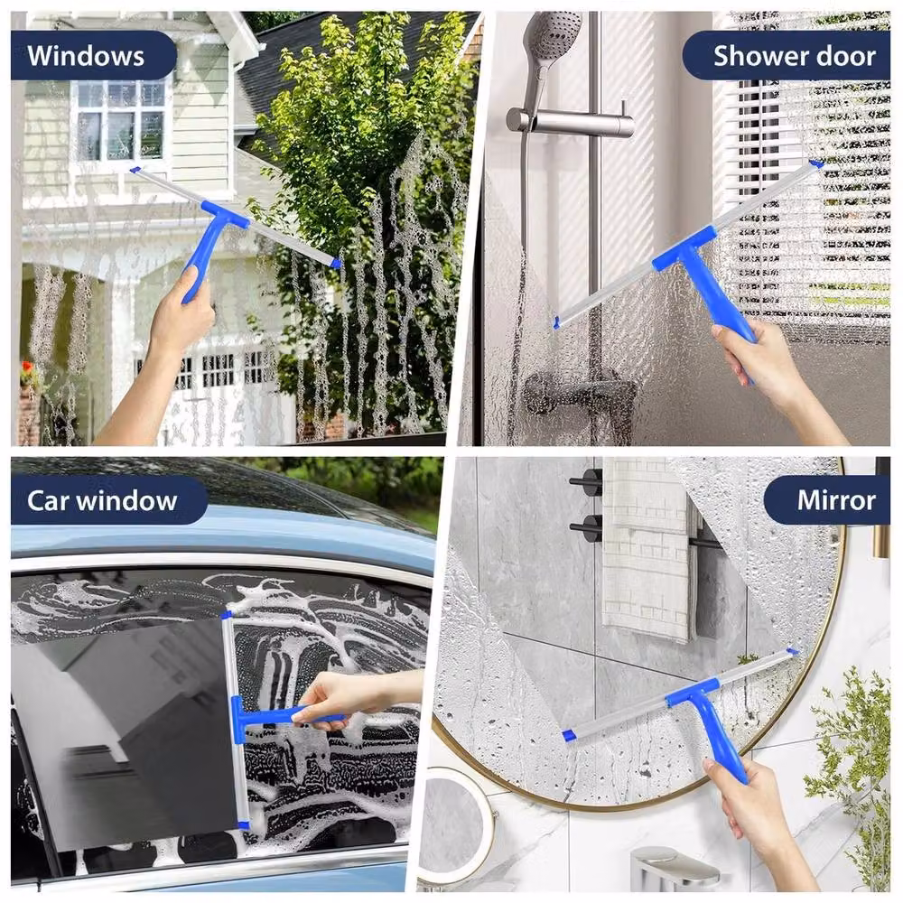Havendro Window Cleaning Mop and Squeegee Set in Blue with Microfibre and Rubber Components – 3