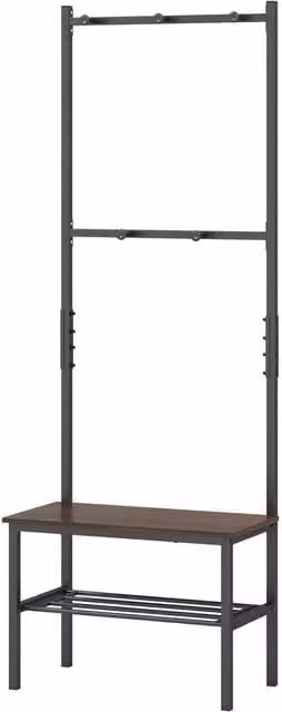 Havendro 3-in-1 Industrial Freestanding Hall Tree Bench with Hooks and Shoe Rack in Brown