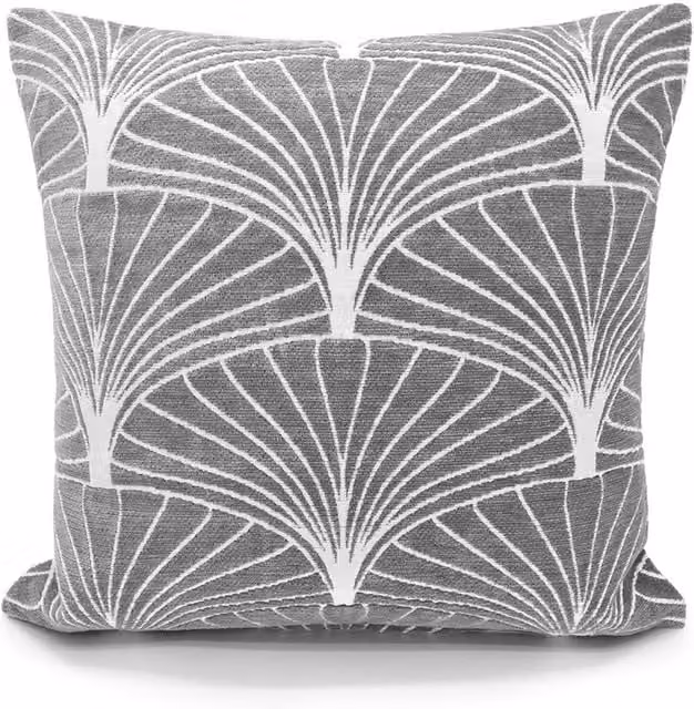 Velosso Grey Chenille Graphic Square Cushion