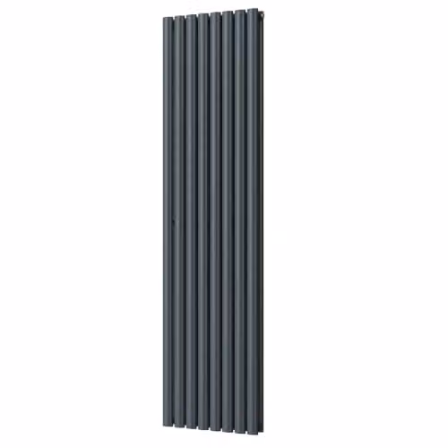 UK Radiators Omeara Anthracite Elliptical Tube Vertical Designer Double Panel Radiator H 180 cm x W 46.4 cm – 2