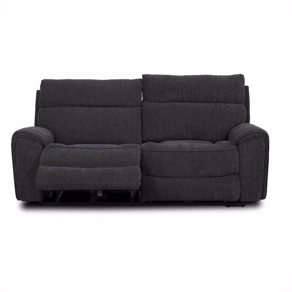 Furnishings For Less UK Lois Electric Reclining 3 Seater Fabric Sofa in Midnight Black with USB Charging Ports – 2