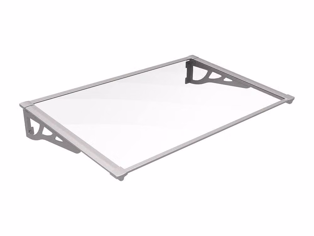 Vente-unique Kepler Aluminium Sloping Door Canopy in Grey and Silver, W: 150 cm, D: 90 cm – 2