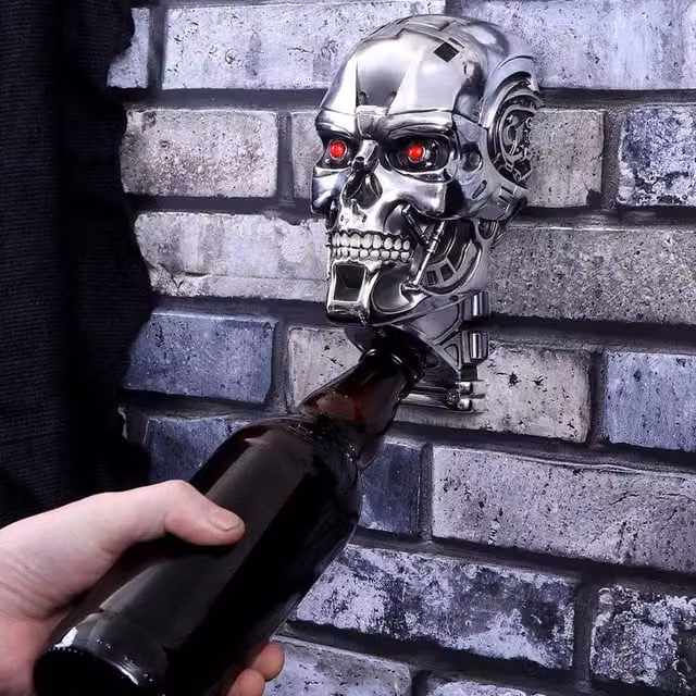 Nemesis Now T-800 Terminator 2 Judgement Day T2 Head Bottle Opener, Red and Silver, Height: 18.2 cm
