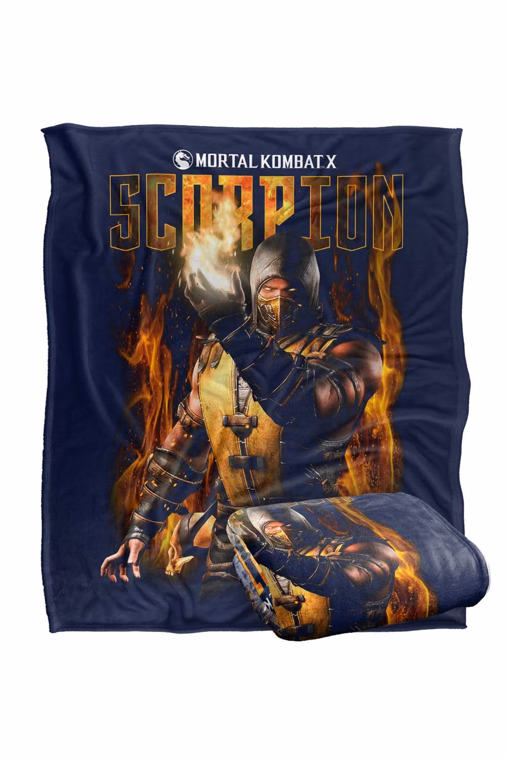 Warner Bros. Mortal Kombat Scorpion Silky Touch Super Soft Fluffy Throw Blanket, Multicolour and Blue, Large – 2