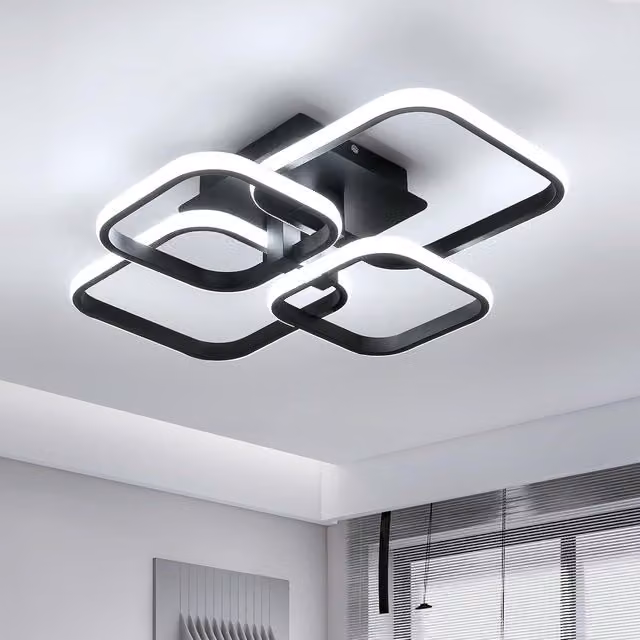 COMELY 60W LED Ceiling Light with 4 Black Squares, 6500K Cool White – 1