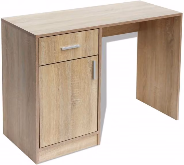 Berkfield Home Oak Writing Desk in Brown, W/D/H: 100 x 40 x 73 cm