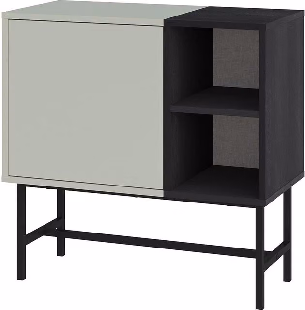 Decortie Modern Sideboard Cabinet with Push-Open Doors and Shelves in Sand, Black and Beige
