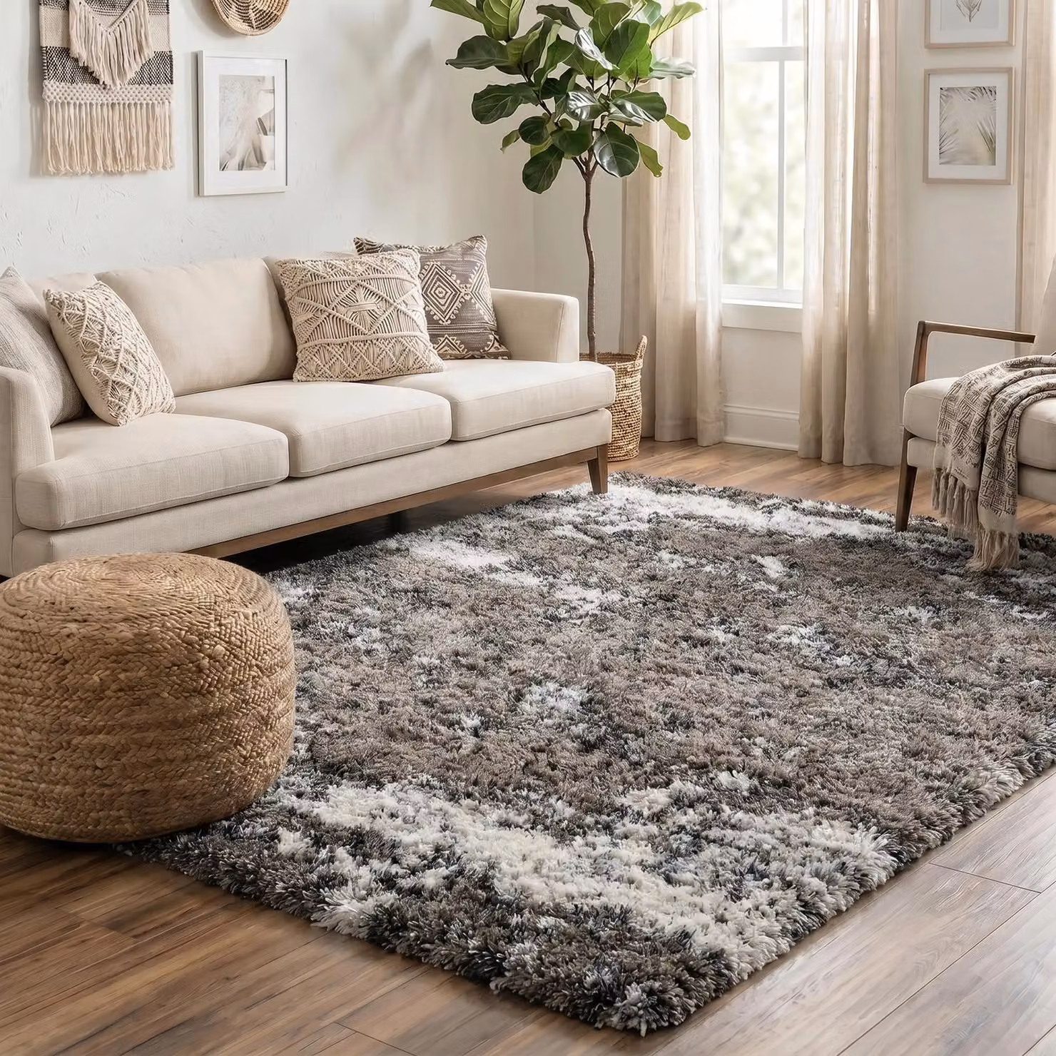 Desire Rugs Modern Two Tone Shimmer Shaggy Area Rug in Silver and Grey, W/D/H: 80 x 150 x 1 cm – 3