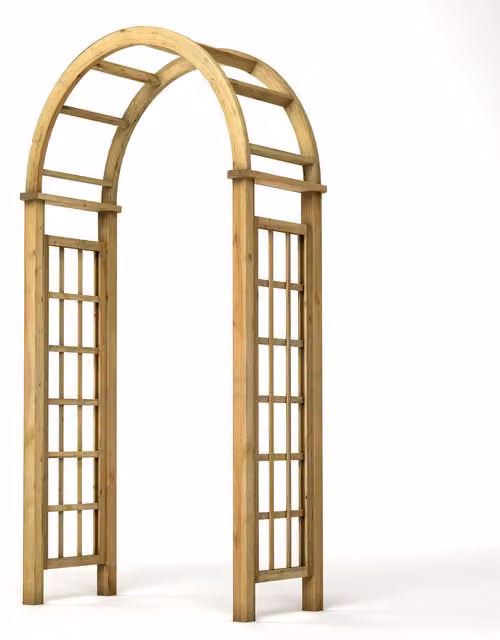 Rowlinson Heavy Duty Round Top Timber Garden Arch in Natural Wood