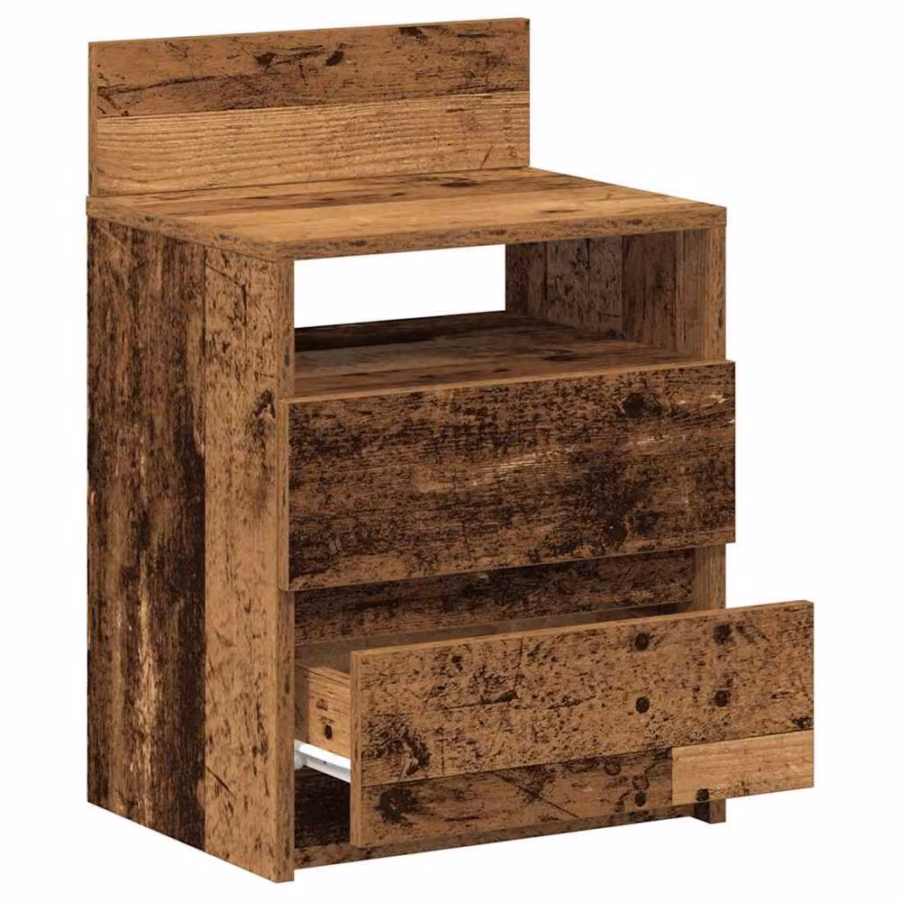 Berkfield Home Set of 2 Durable Bedside Cabinets with 2 Drawers in Brown Old Wood, W/D/H: 40 x 33 x 60 cm – 3