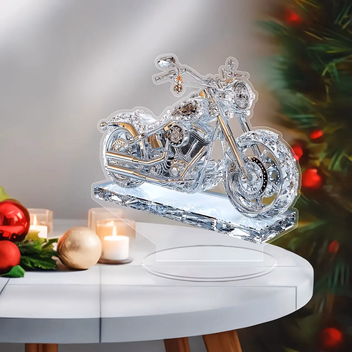 Leaper Motorbike 2D Acrylic Desktop Decoration in Transparent White – 3