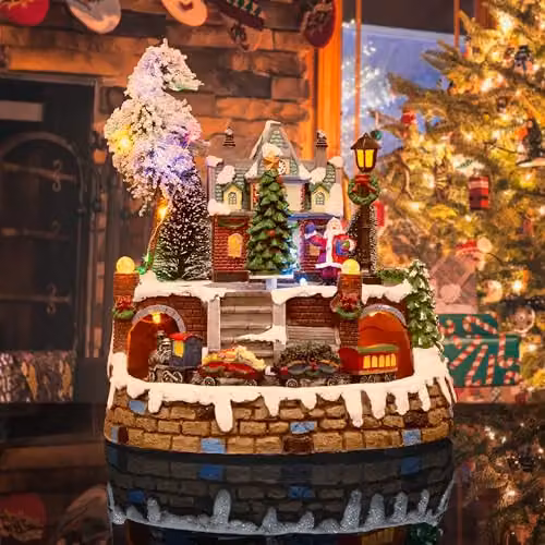 The Christmas Workshop 70840 Animated Musical Village Christmas Decoration with Multi-Coloured LED Lights and 8 Classic Christmas Songs, W/D/H: 24 x 20 x 20 cm – 2