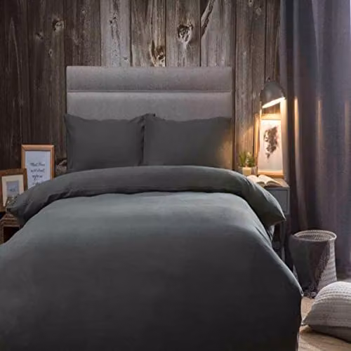 Belledorm Brushed Cotton Flannelette Duvet Cover in Grey or White – 3