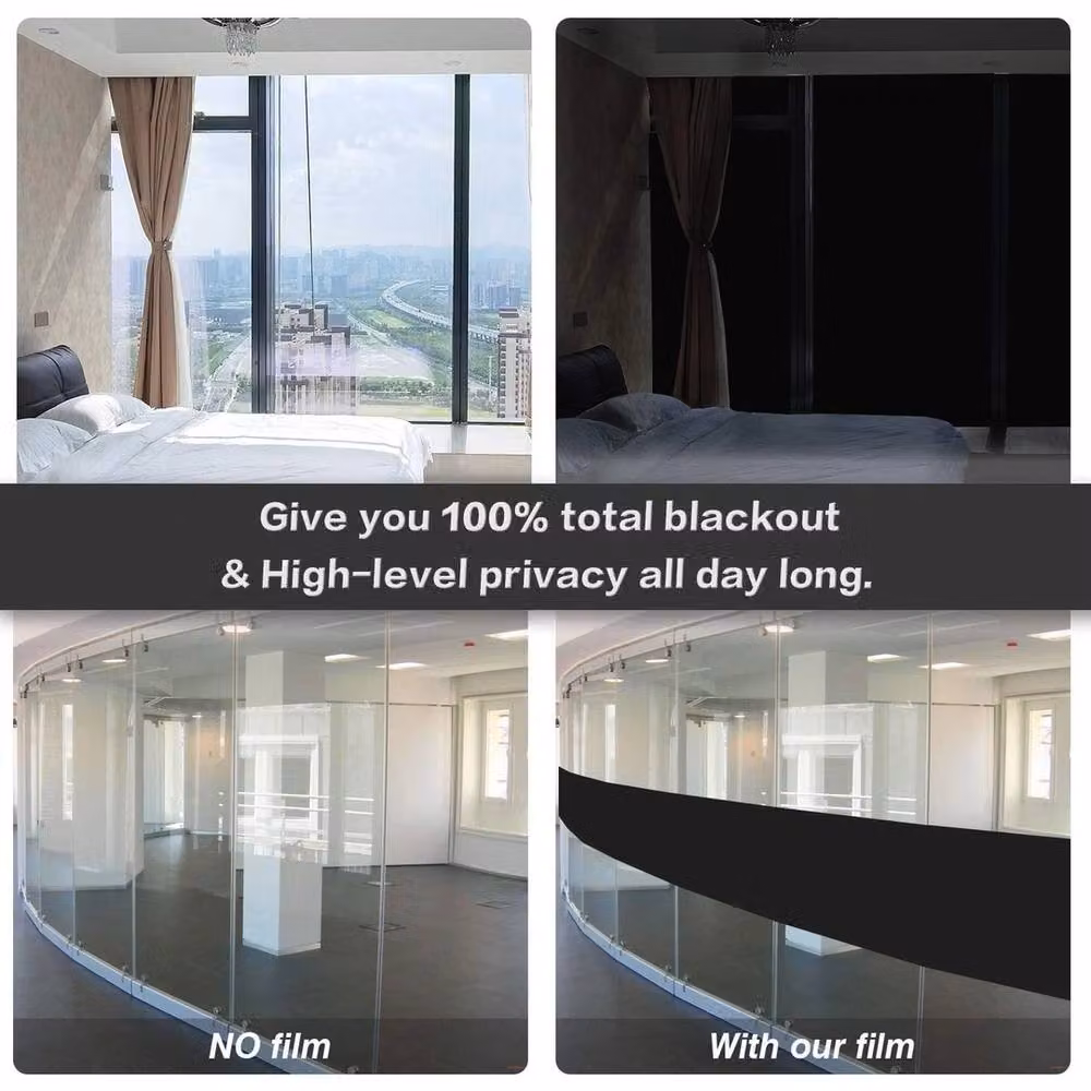 NESTLUNE Self-Adhesive 100% Blackout Window Film for Privacy, Black, W: 100 cm x H: 100 cm – 5