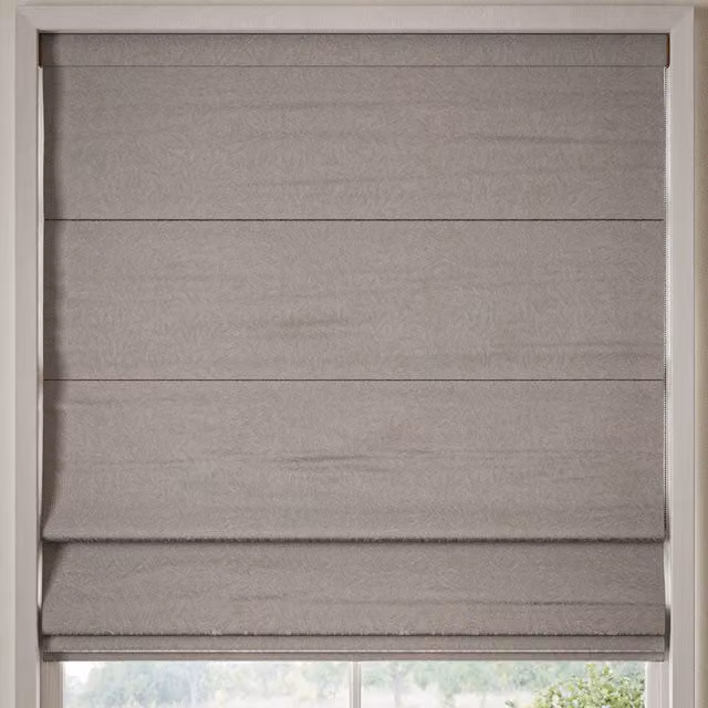 William Morris At Home Willow Woven Made to Measure Blackout Roman Blind in Grey Floral Pattern
