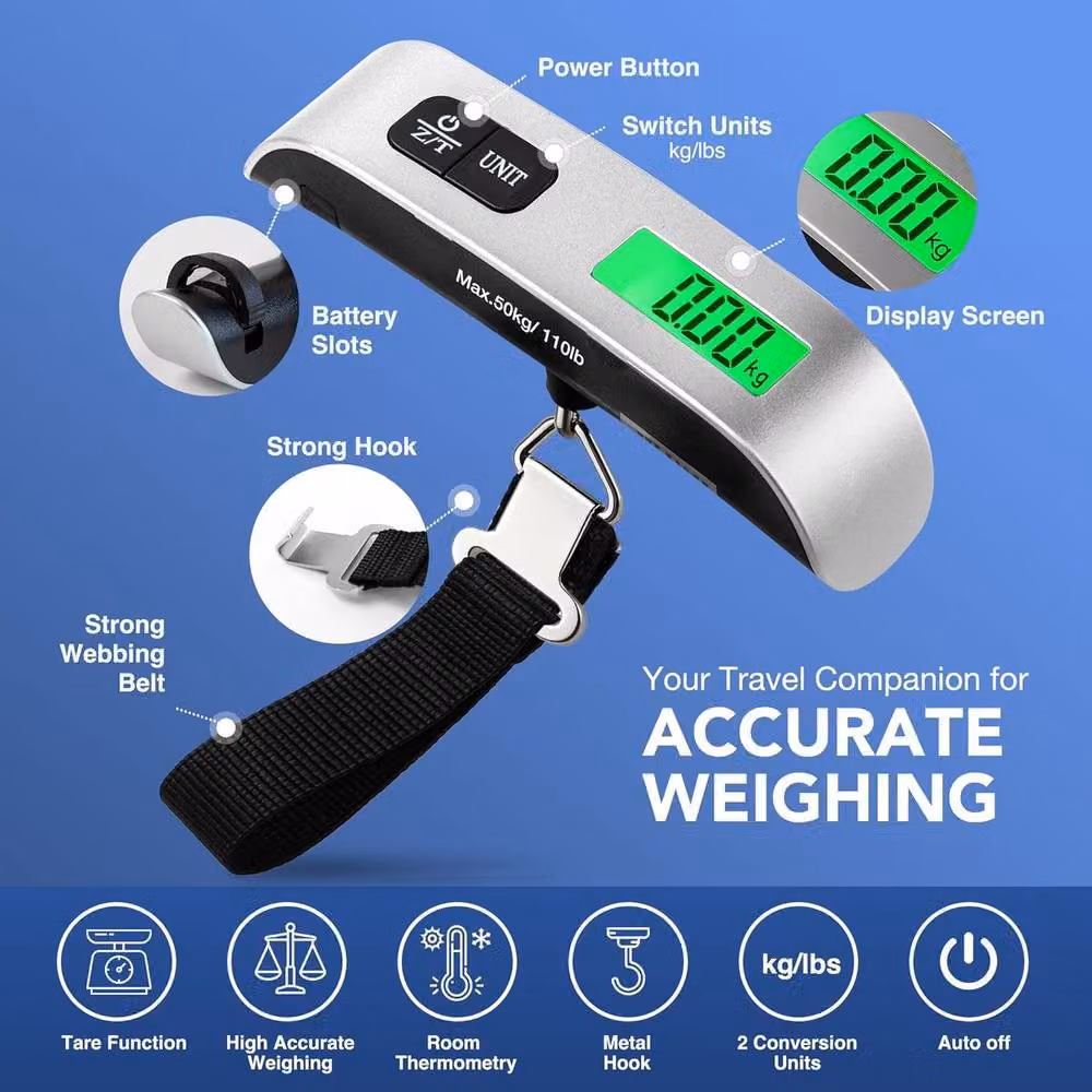 Lugg Digital Portable Luggage Scale in Silver with LCD Display and 50kg Capacity – 2