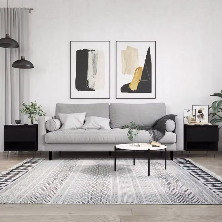 Berkfield Home Modern Coffee Table Set of 2 in Black, W/D/H: 50 x 46 x 50 cm