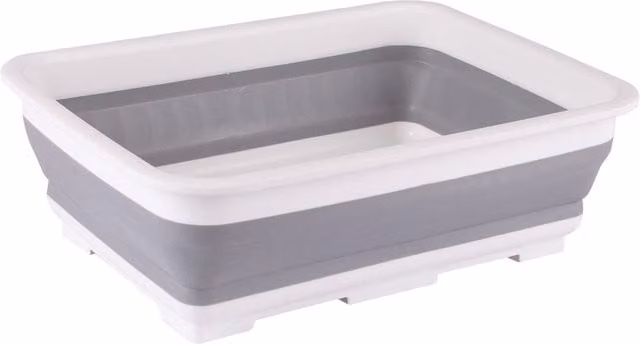 Ashley Collapsible Plastic Washing Up Bowl, 7L, White/Grey