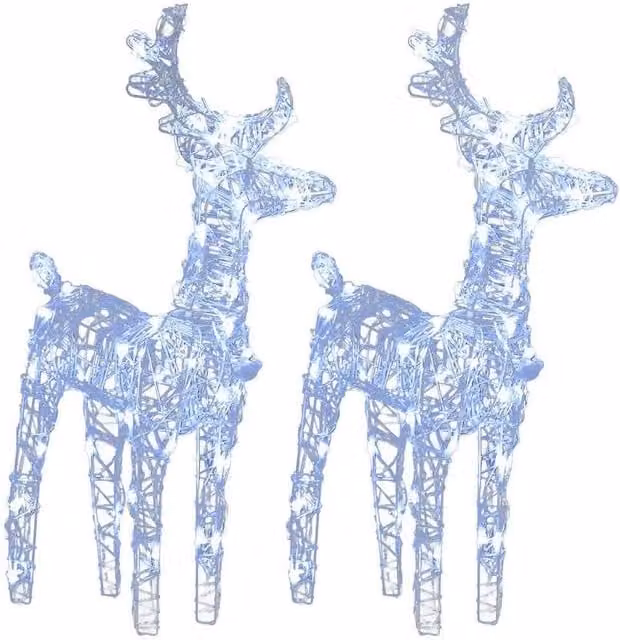 Berkfield Home Christmas Reindeers Set of 2, Cool White 80 LED Acrylic Decorations