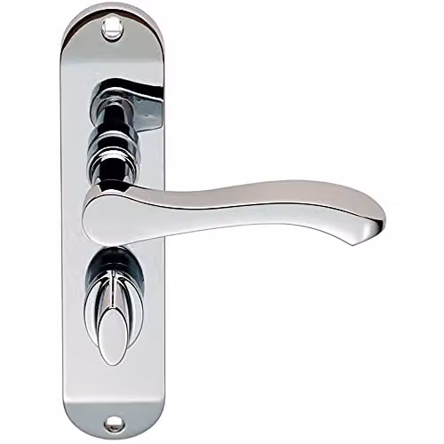 Loops Pair Scroll Lever Door Handle on Bathroom Backplate, Polished Chrome, W: 18 cm, H: 4 cm